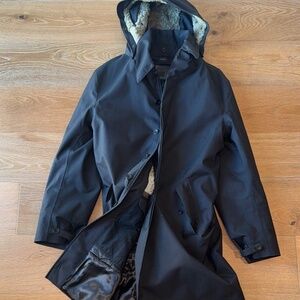 Norwegian Rain jacket - Japanese waterproof fabric, horn buttons, real shearling